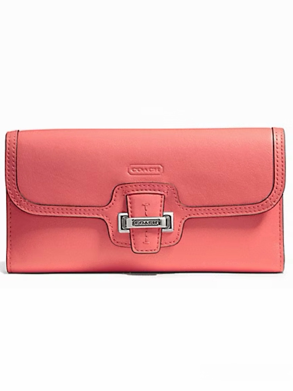 Coach Taylor Leather Checkbook Wallet F50653: Tearose Pink & Silver - RARE, NTW